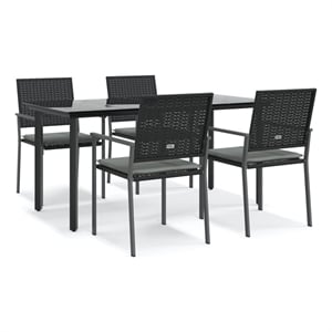 vidaXL Rectangular Modern Patio Dining Set in Black
