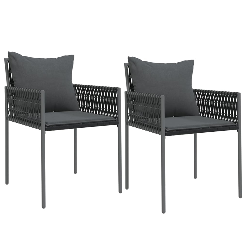 vidaXL Poly Rattan/Steel/Tempered Glass Garden Dining Set in Black/Dark Gray