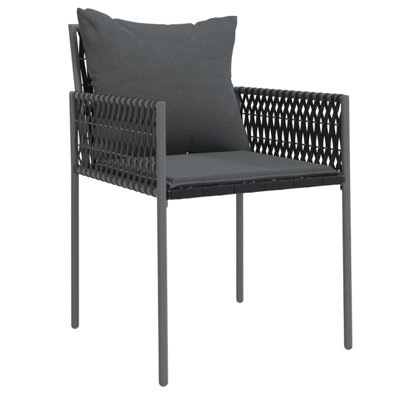 vidaXL Poly Rattan/Steel/Tempered Glass Garden Dining Set in Black/Dark Gray