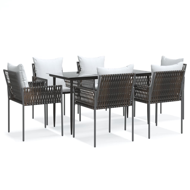 vidaXL Garden Dining Set in Brown/Cream White/Black
