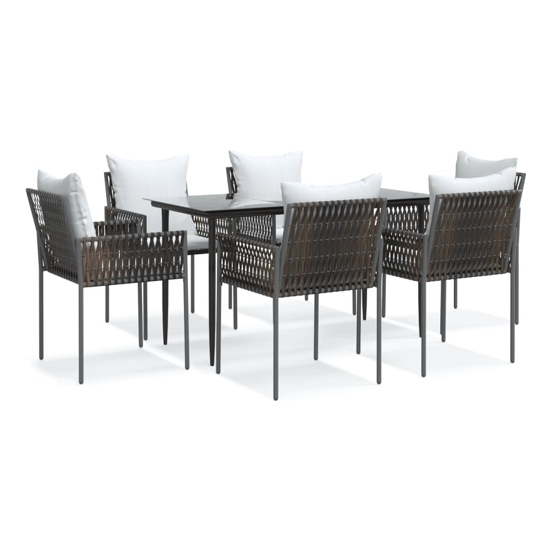 vidaXL Garden Dining Set in Brown/Cream White/Black