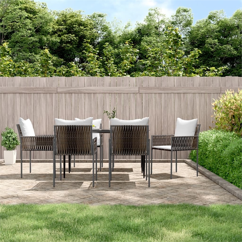 vidaXL Garden Dining Set in Brown/Cream White/Black