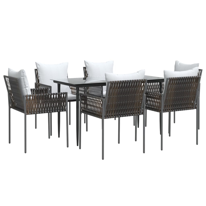 vidaXL Garden Dining Set in Brown/Cream White/Black