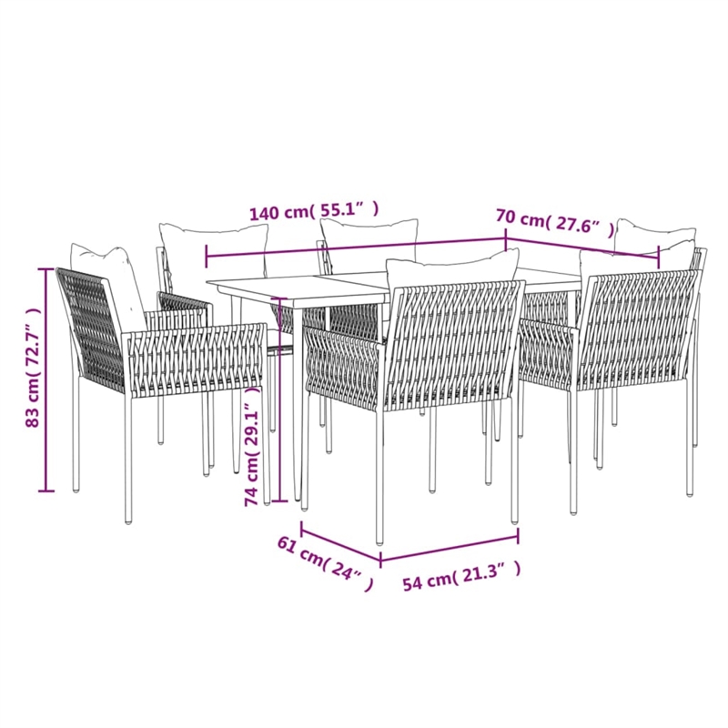 vidaXL Garden Dining Set in Brown/Cream White/Black