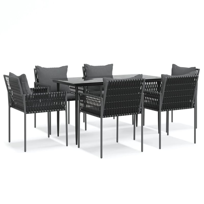 vidaXL Poly Rattan Medium Durable Garden Dining Set in Black