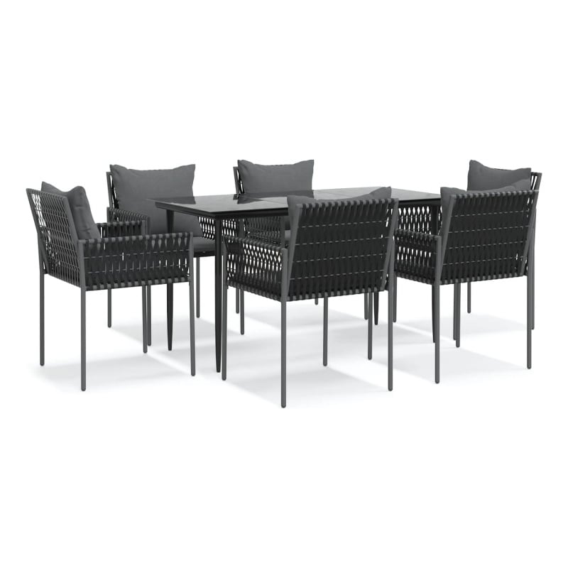 vidaXL Poly Rattan Medium Durable Garden Dining Set in Black