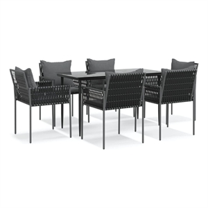 vidaXL Poly Rattan Medium Durable Garden Dining Set in Black