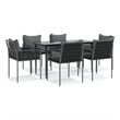 vidaXL Poly Rattan Medium Durable Garden Dining Set in Black