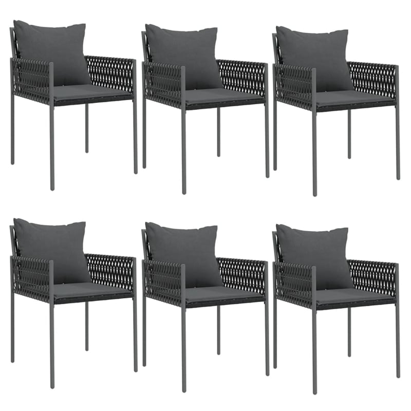 vidaXL Poly Rattan Medium Durable Garden Dining Set in Black