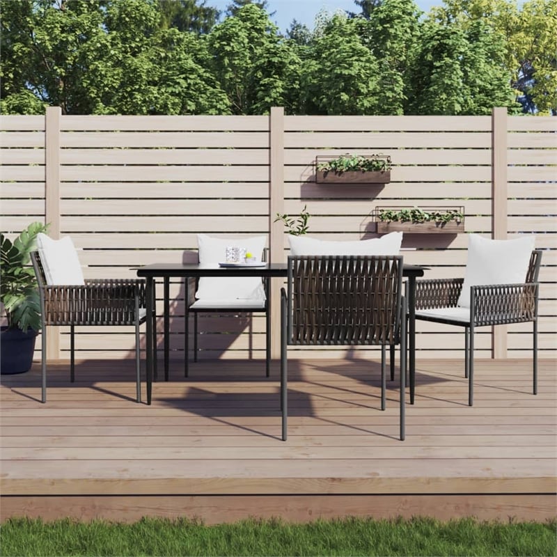 vidaXL Garden Dining Set in Brown/Black/Cream White