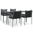 vidaXL Powder-Coated Steel 6-Seater Durable Garden Dining Set in Black