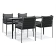 vidaXL Powder-Coated Steel 6-Seater Durable Garden Dining Set in Black