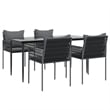vidaXL Powder-Coated Steel 6-Seater Durable Garden Dining Set in Black