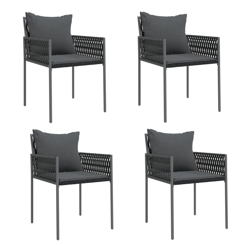vidaXL Powder-Coated Steel 6-Seater Durable Garden Dining Set in Black