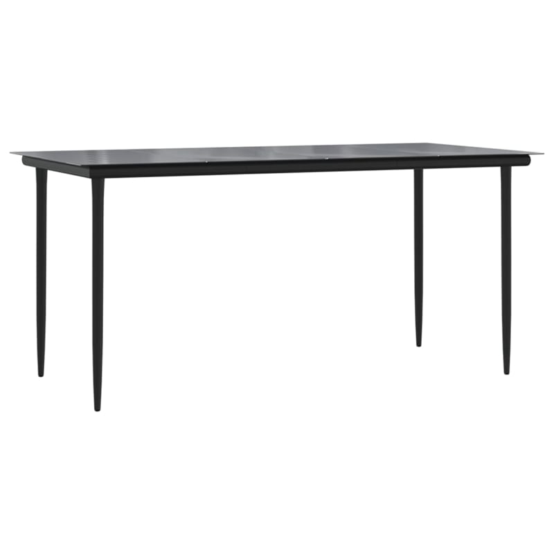vidaXL Powder-Coated Steel 6-Seater Durable Garden Dining Set in Black