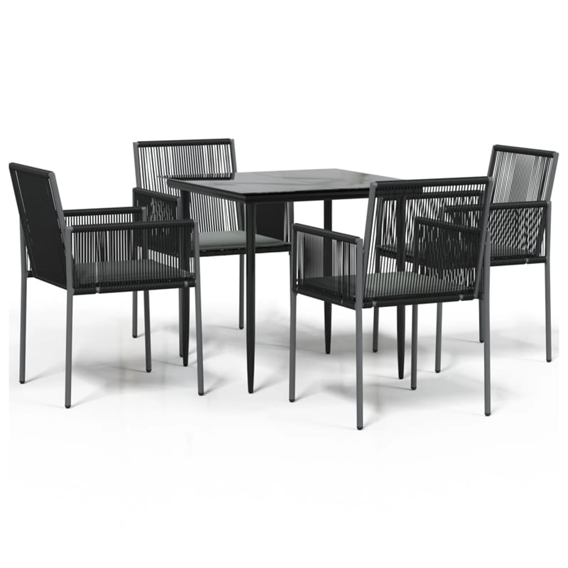 vidaXL Poly Rattan Medium Durable Garden Dining Set in Black
