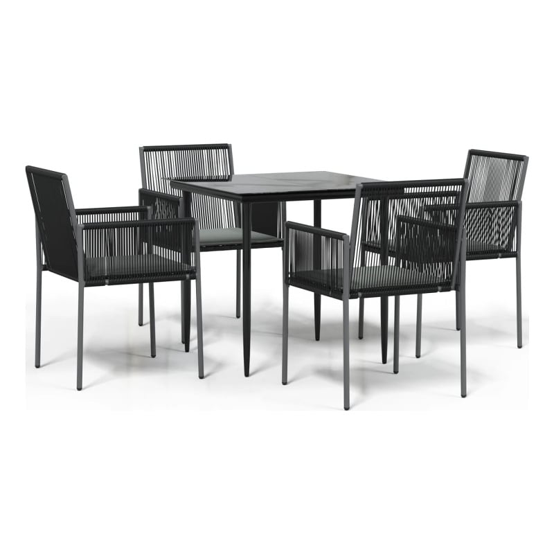 vidaXL Poly Rattan Medium Durable Garden Dining Set in Black