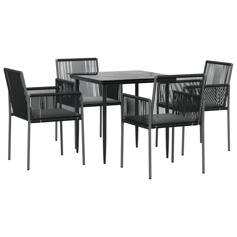 vidaXL Poly Rattan Medium Durable Garden Dining Set in Black