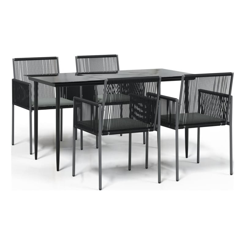 vidaXL Garden Dining Set in Black Poly Rattan 5 Piece