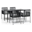 vidaXL Garden Dining Set in Black Poly Rattan 5 Piece