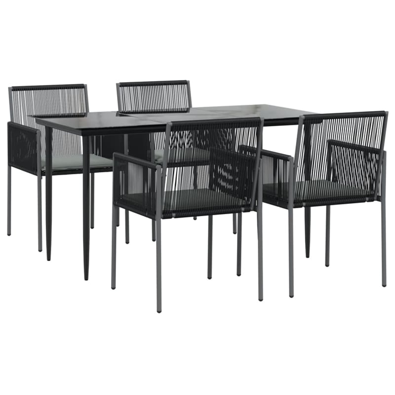 vidaXL Garden Dining Set in Black Poly Rattan 5 Piece