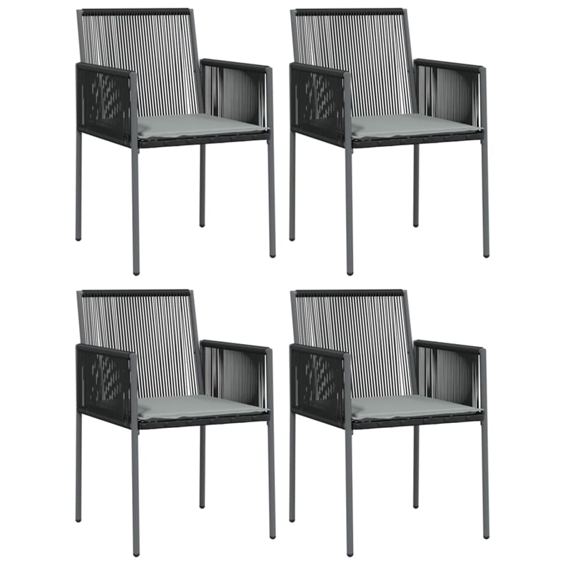 vidaXL Garden Dining Set in Black Poly Rattan 5 Piece