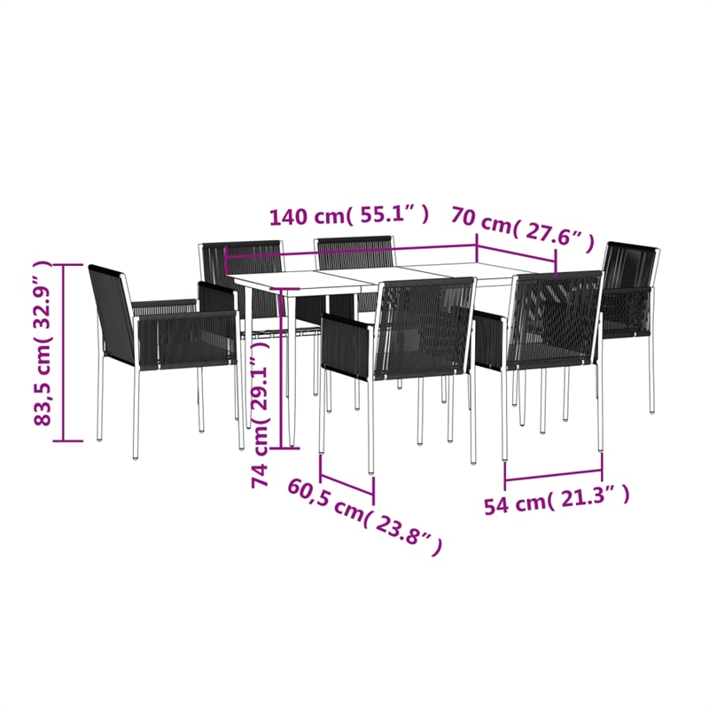 vidaXL Garden Dining Set in Black and in Light Gray