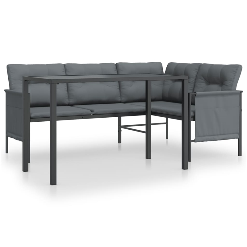 vidaXL Steel/Textilene/Fabric Medium Garden Dining Set in Anthracite/Gray