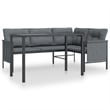 vidaXL Steel/Textilene/Fabric Medium Garden Dining Set in Anthracite/Gray