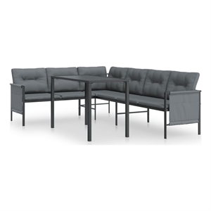 vidaXL Steel Large Stackable Garden Dining Set in Anthracite/Gray