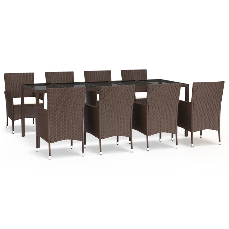 vidaXL 9 Piece Patio Dining Set in Brown