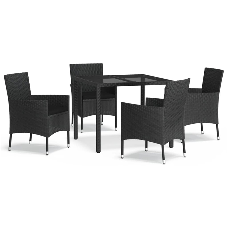 vidaXL Patio Dining Set in Black - Set of 4