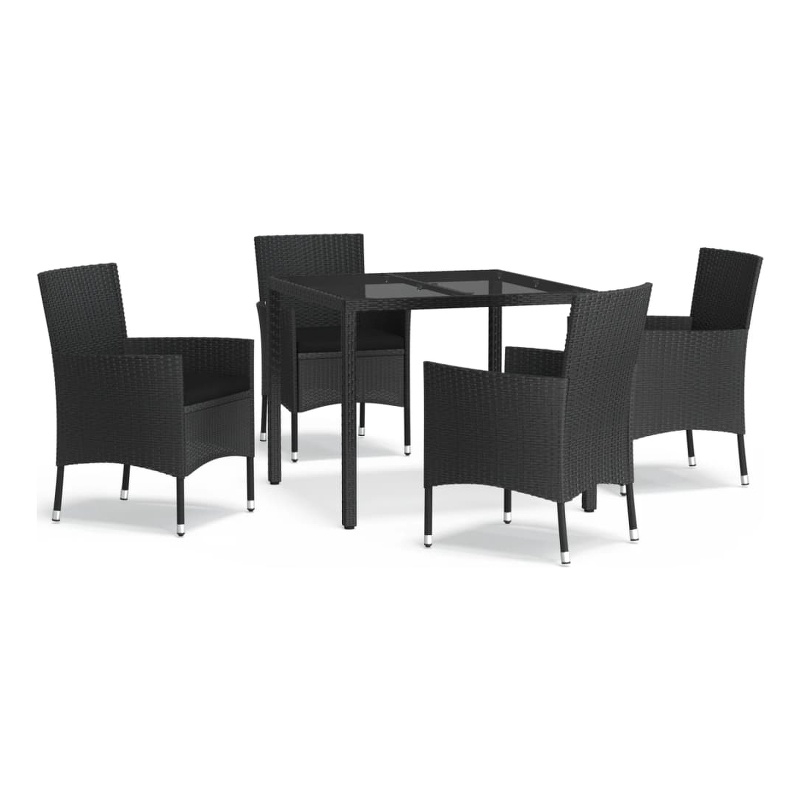 vidaXL Patio Dining Set in Black - Set of 4