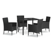 vidaXL Patio Dining Set in Black - Set of 4