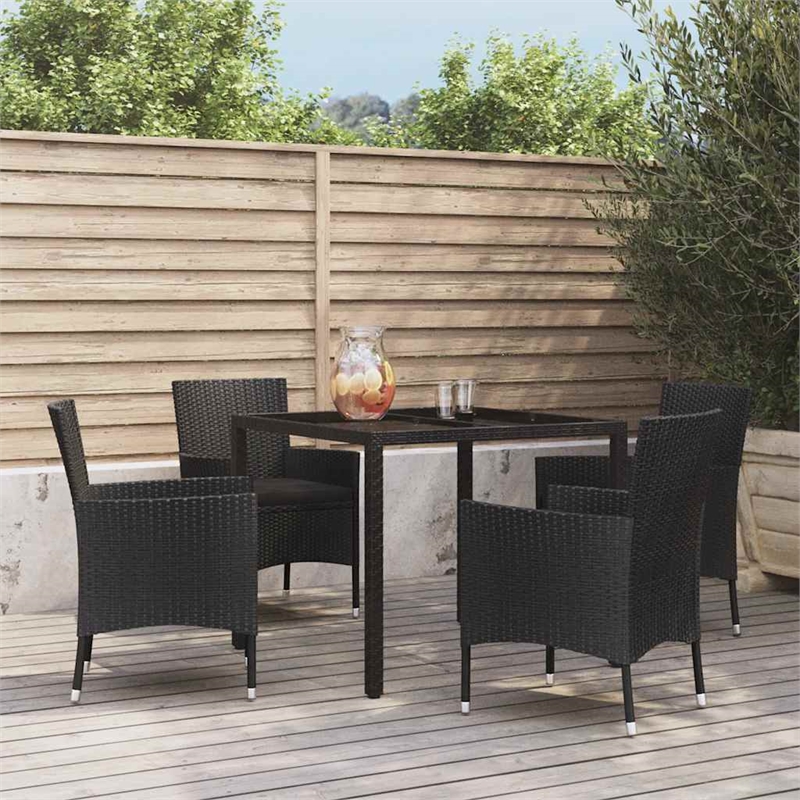 vidaXL Patio Dining Set in Black - Set of 4