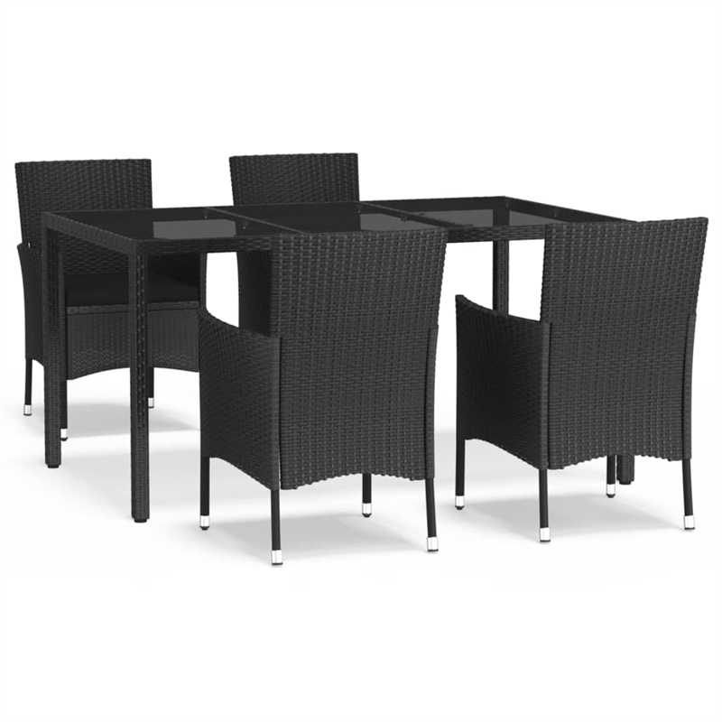 vidaXL Patio Dining Set in Black - Set of 4