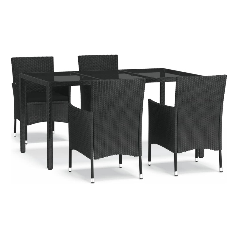 vidaXL Patio Dining Set in Black - Set of 4