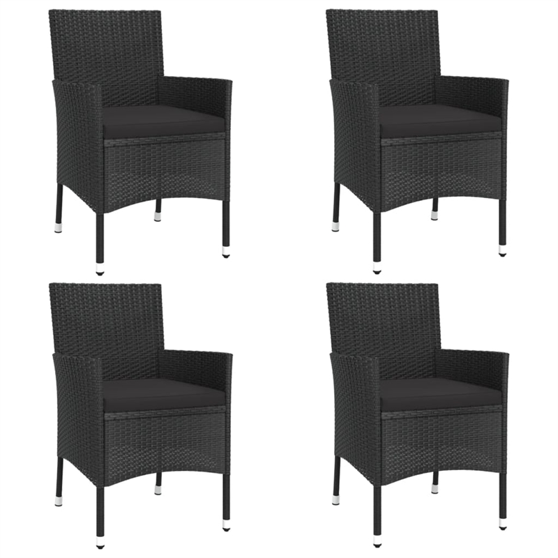vidaXL Patio Dining Set in Black - Set of 4