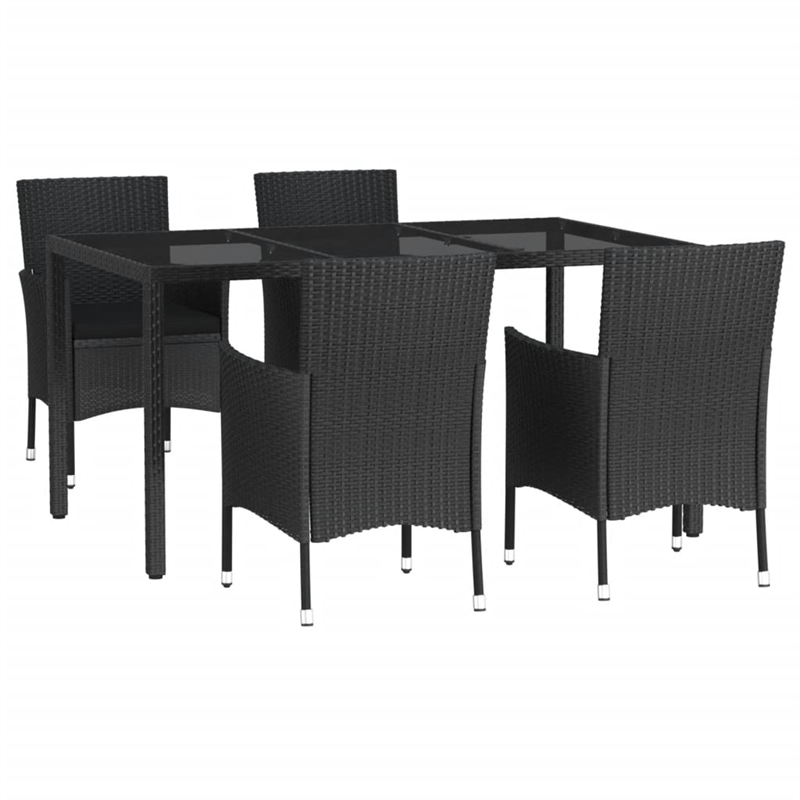 vidaXL Patio Dining Set in Black - Set of 4