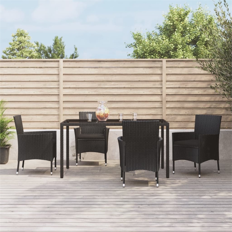 vidaXL Patio Dining Set in Black - Set of 4