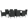 vidaXL 9 Piece Poly Rattan Patio Dining Set in Black
