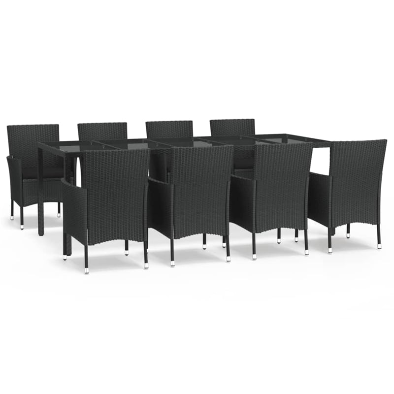 vidaXL 9 Piece Patio Dining Set in Black