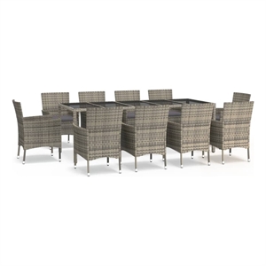 vidaXL Poly Rattan Garden Dining Set in Gray