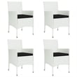 vidaXL Patio Dining Set White Poly Rattan Adjustable Armrests - Set of 4