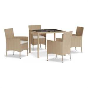 vidaXL Patio Dining Set in Beige - Set of 4