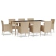 vidaXL 9 Piece Patio Dining Set in Beige