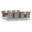 vidaXL Poly Rattan 9 Piece Garden Dining Set in Gray
