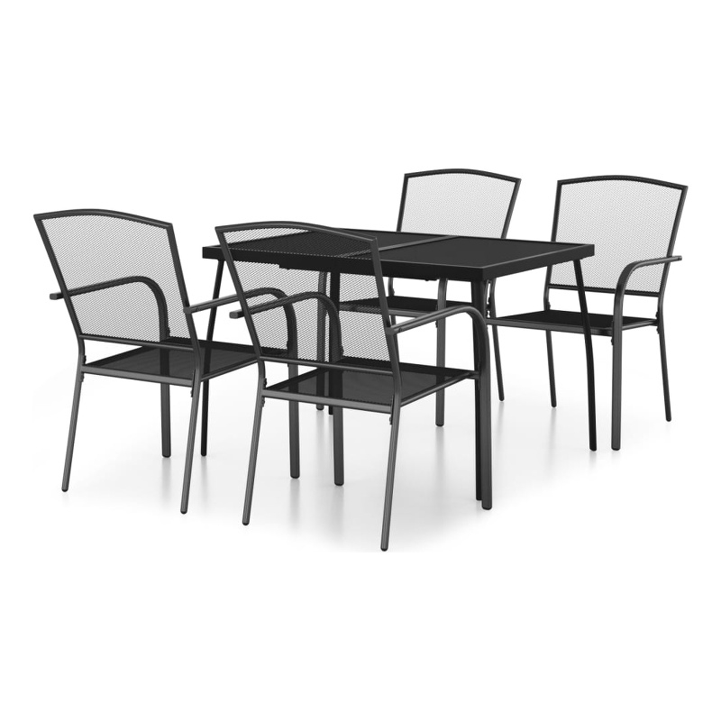vidaXL Steel E-Coated and Powder-Coated Garden Dining Set in Anthracite/Gray