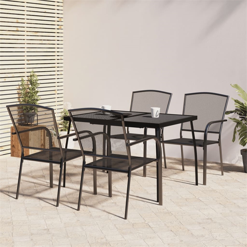 vidaXL Steel E-Coated and Powder-Coated Garden Dining Set in Anthracite/Gray