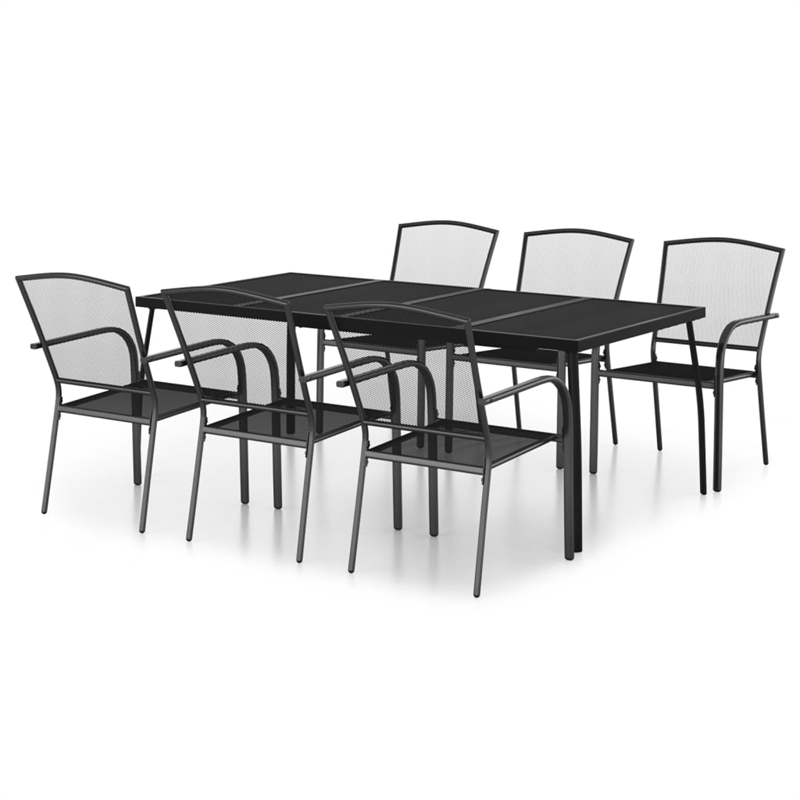 vidaXL Steel Garden Dining Set in Anthracite/Gray